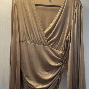 Express Metallic Tan Blouse